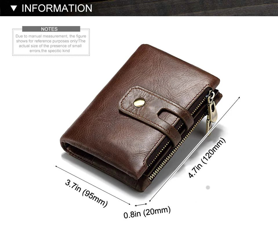 Vintage Leather Wallet with RFID Protection and Multiple Compartments