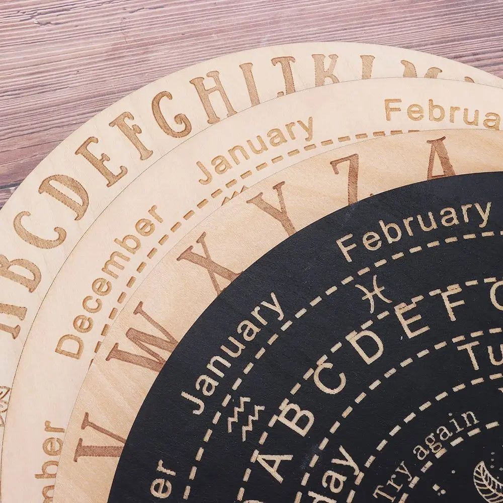 Wooden Pendulum Board with Celestial Design for Divination and Home Decor