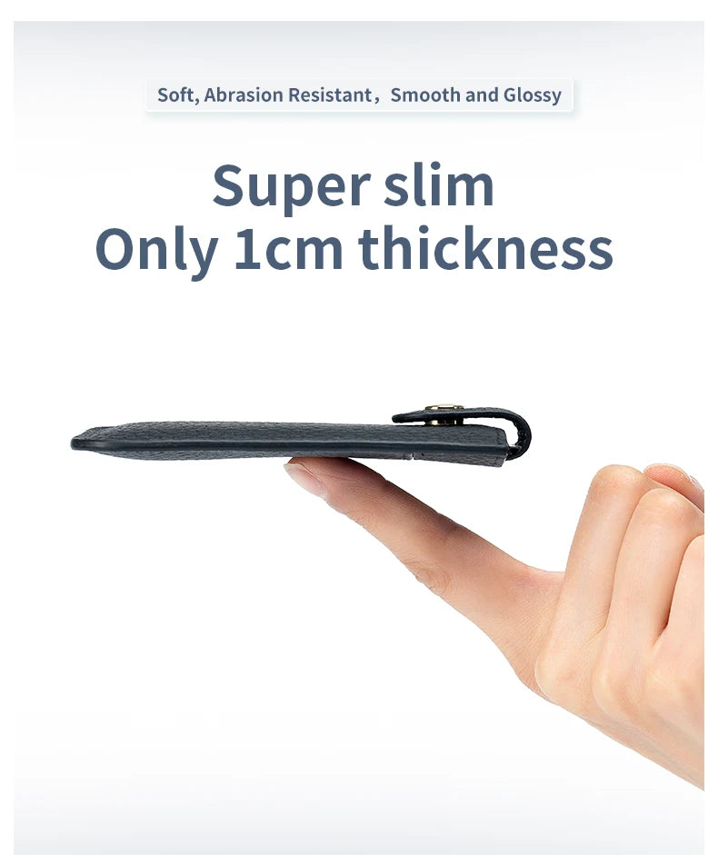Slim Leather Card Holder with Quick-Access Pull Tab