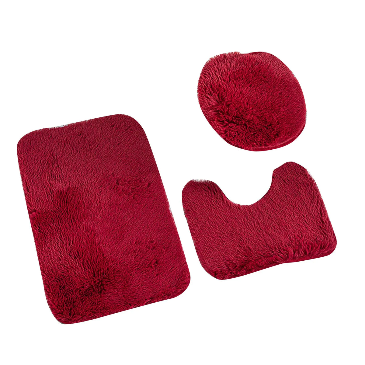 Plush Chenille Bathroom Rug Set with Non-Slip Backing