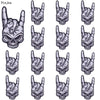 A set of ten embroidered iron-on patches featuring skulls with horns in various styles.