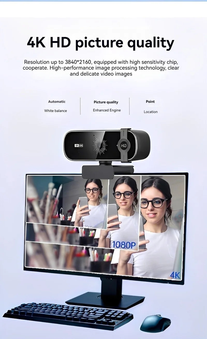 4K Webcam with Autofocus, Remote Control & Privacy Cover