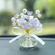 Crystal Glass Rose Dashboard Ornament