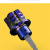 A close-up view of a modification of a burned titanium key head, featuring a dark blue and silver machined component.