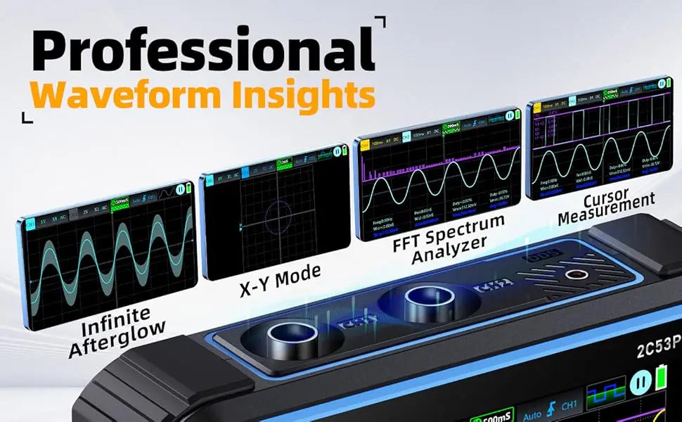 3-in-1 Handheld Oscilloscope, Multimeter, and Signal Generator with Touchscreen