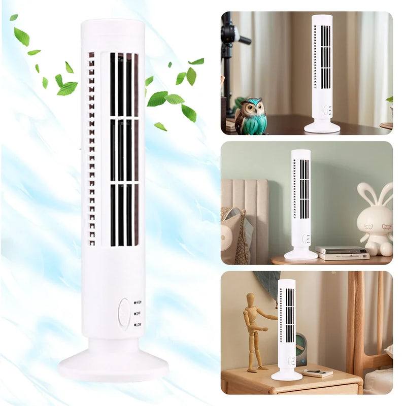 Compact Bladeless Tower Fan with USB Power