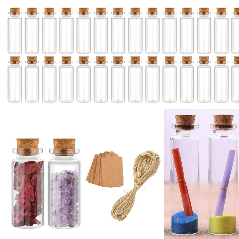 Mini Glass Bottles with Cork Stoppers for DIY Crafts and Gifting