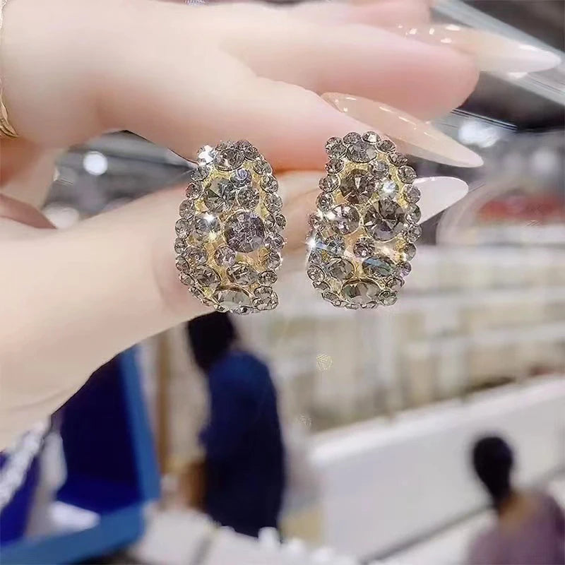 Elegant Rhinestone Bowknot Stud Earrings