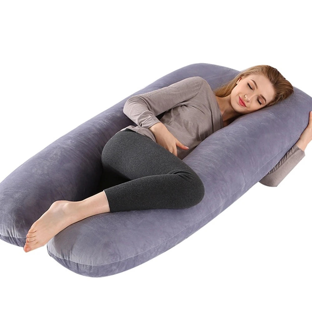 U-Shaped Full Body Pregnancy Pillow with Removable Velvet Cover