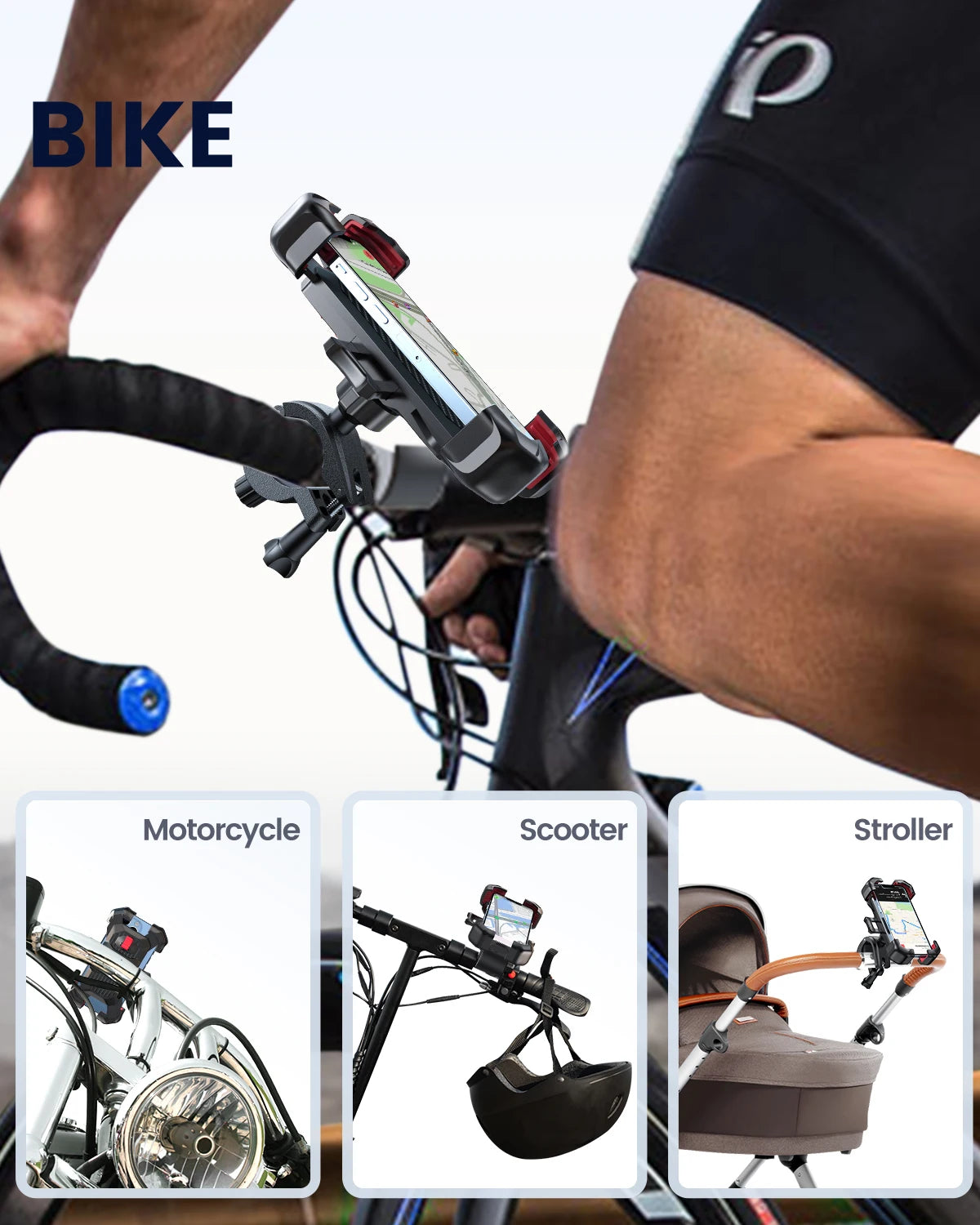 Universal Bike Phone Holder with 360° Rotation & Auto-Lock