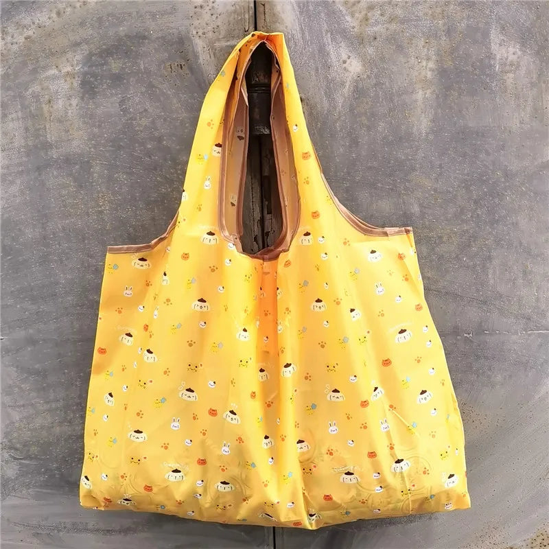 Foldable Eco-Friendly Shopping Bag with Cartoon Print