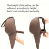 A brown memory foam pillow with adjustable height, shown from the side.