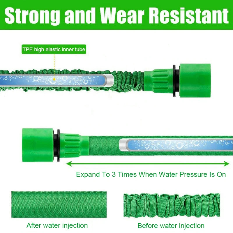 Expandable Garden Hose with High-Pressure Spray