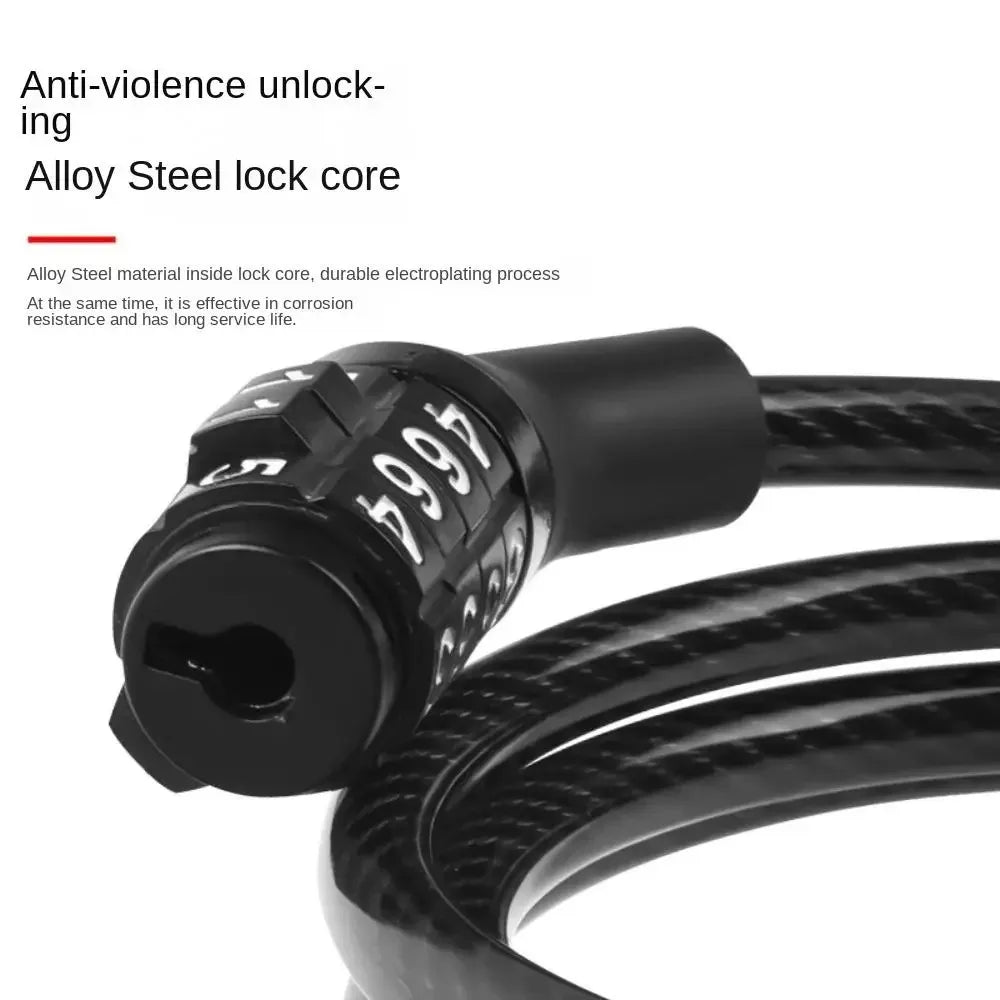 4-Digit Combination Bike Cable Lock – 110cm Anti-Theft Security Lock for Bicycles, Scooters & Motorcycles