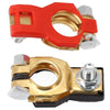 Two quick-release copper car battery terminals with red and gold plastic connectors