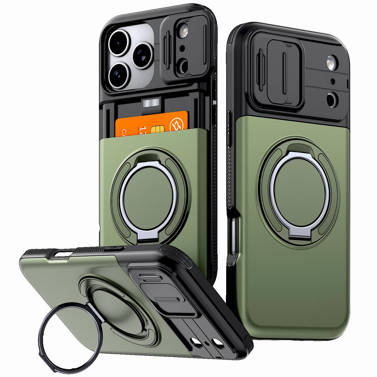Premium Leather Wallet Case with Card Slots & Kickstand for iPhone