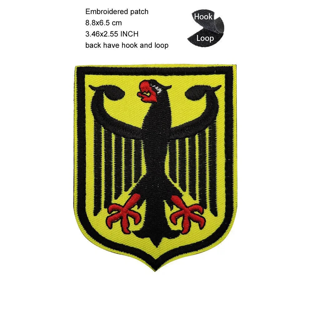 Luminous Reflective German Eagle Patch with Hook-and-Loop Backing