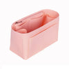A pink felt purse organizer insert designed to fit inside tote bags.