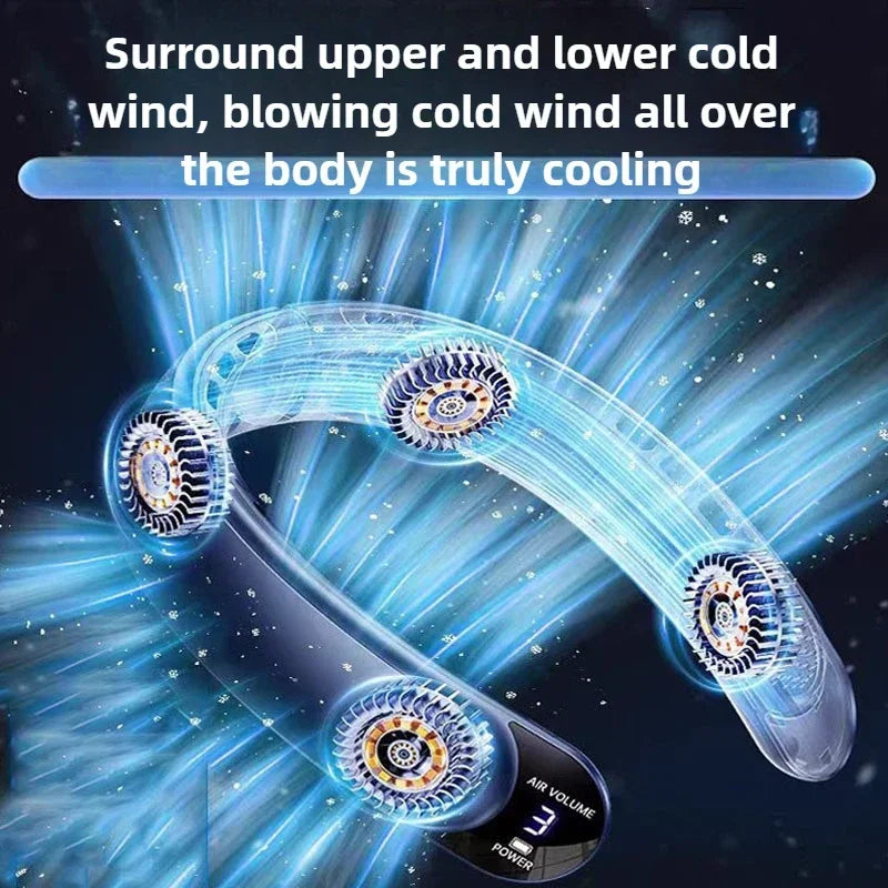 Portable Bladeless Neck Fan with 4000mAh Battery & LED Display