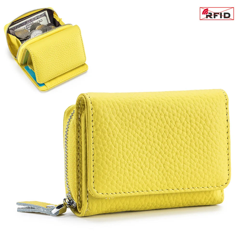 Genuine Leather Mini RFID Wallet for Women