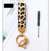 Zebra Print Leather Keychain with Animal Pattern