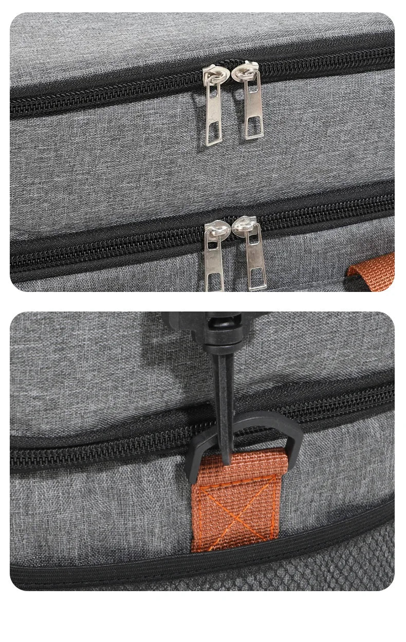 Insulated Double-Layer Lunch Tote with Shoulder Strap