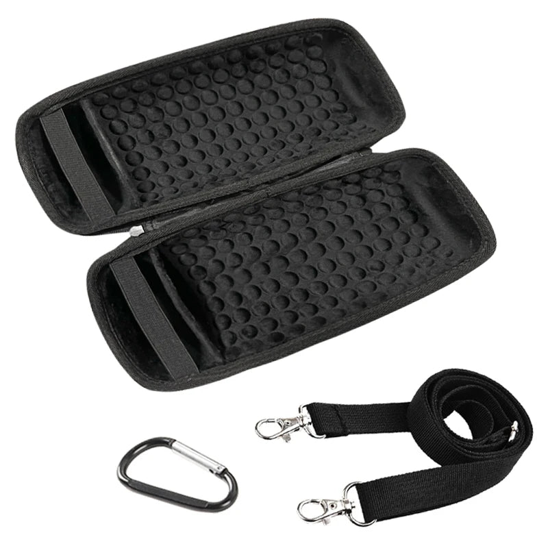 Black protective case set for JBL Charge 6 featuring a hard EVA shell and silicone cover with an adjustable strap.