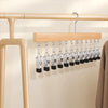 Wooden Multi-Clip Garment Hanger for Closet Organization
