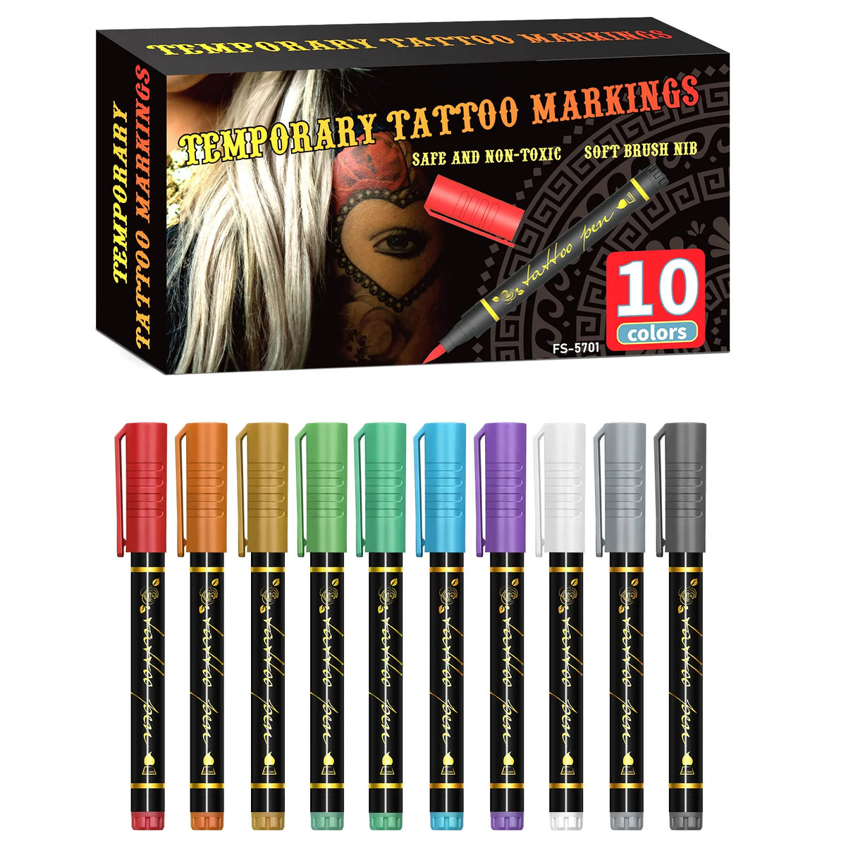 10-Piece Non-Toxic Face Paint Marker Set for Kids & Adults