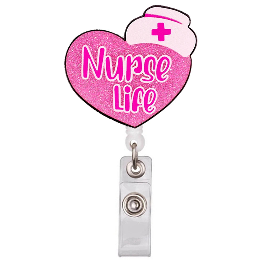 Glitter Acrylic Retractable ID Badge Reel