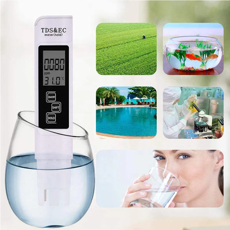 3-in-1 Digital Water Quality Tester with LCD Display