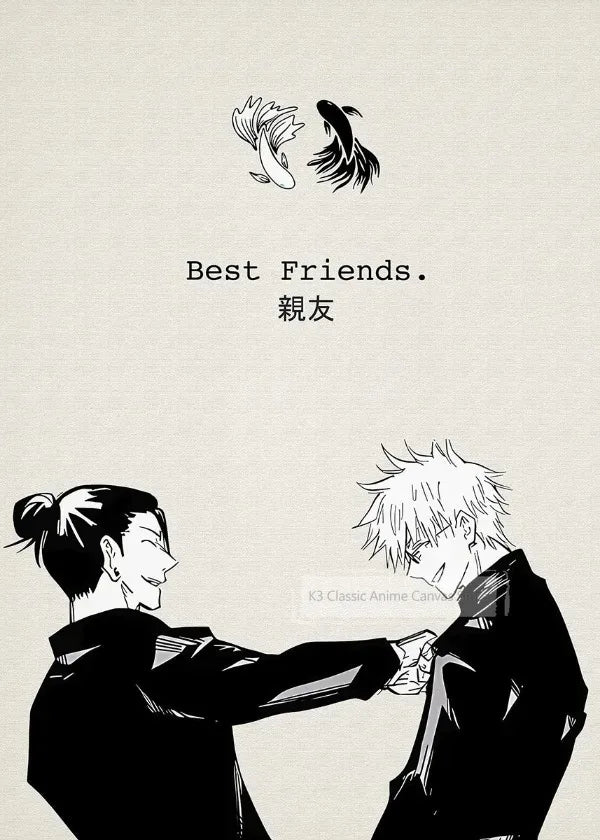 Black and white illustration of two people embracing, with text reading Best Friends.