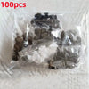 A clear plastic bag containing 100 pieces of universal auto trim panel retainer clips.
