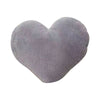 A soft, heart-shaped gray plush throw pillow for cozy decor.