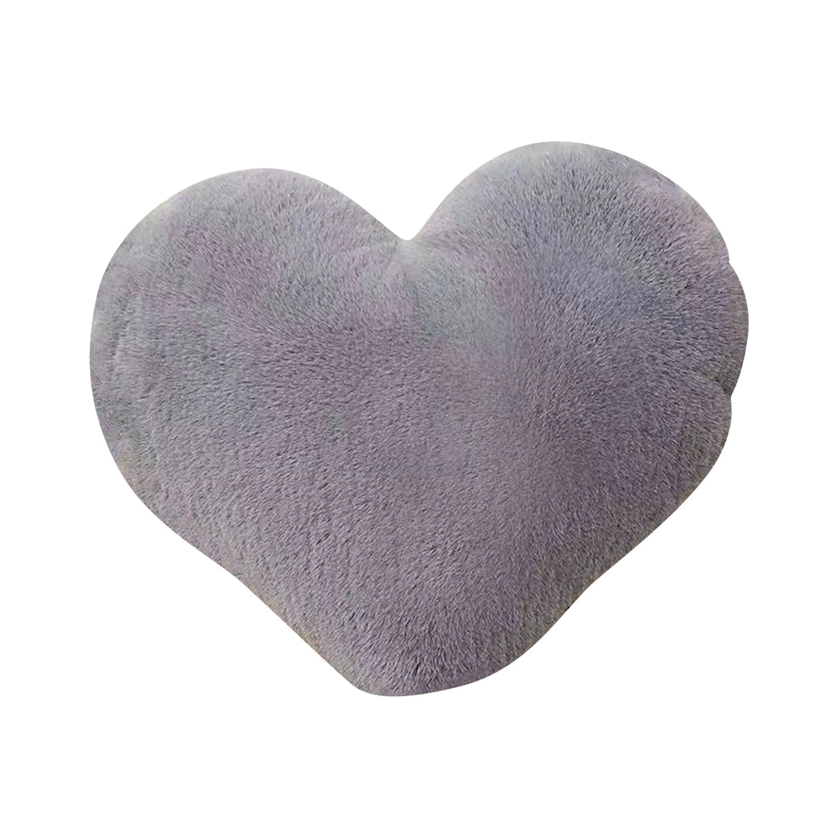 A soft, heart-shaped gray plush throw pillow for cozy decor.