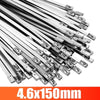 A close-up view of multiple heavy-duty stainless steel cable ties with 4.6x150mm size.