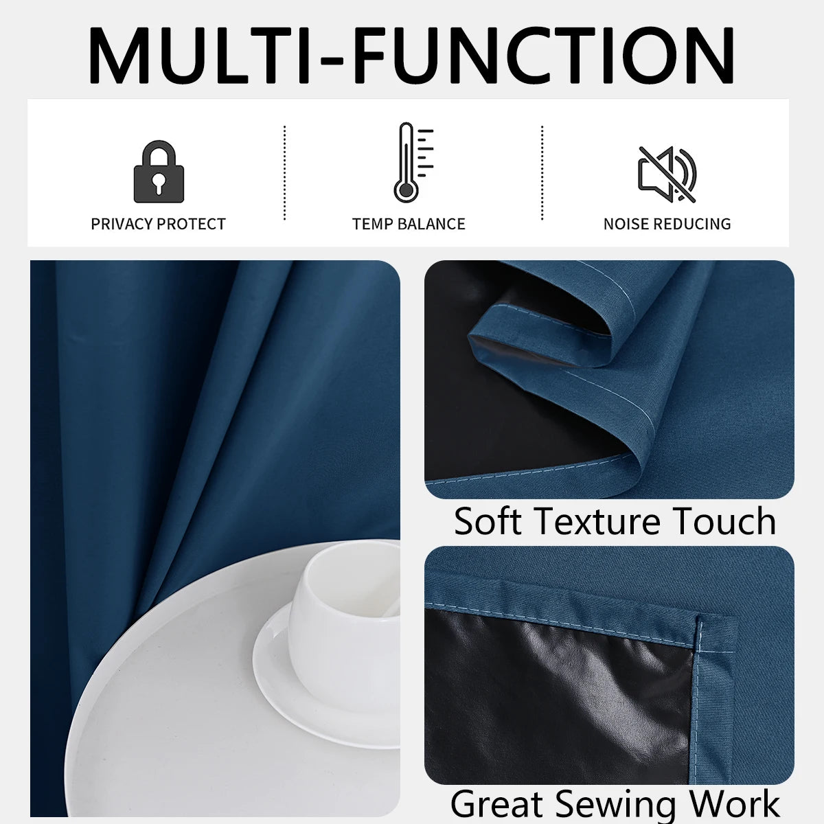 100% Blackout Solid Color Curtains for Bedroom and Living Room