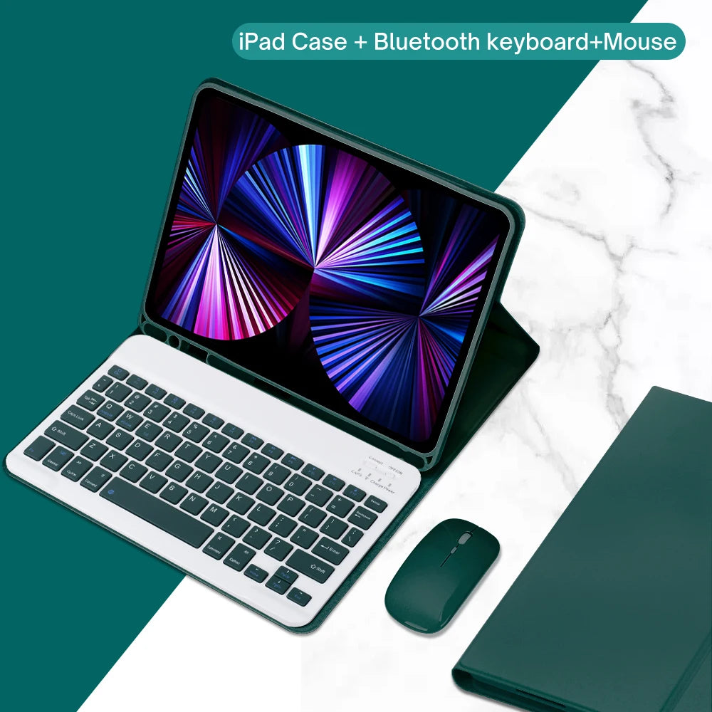 iPad Keyboard Case with Detachable Bluetooth Keyboard and Mouse