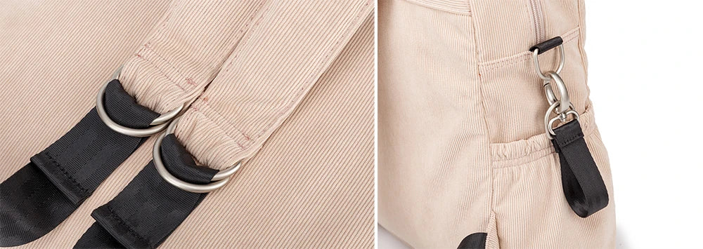 Soft Corduroy Diaper Backpack with Large Capacity