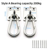 A pair of Style A bearing capacity 200kg stainless steel hanging brackets and chains with various measurements.