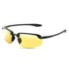 Yellow rimless polarized sports sunglasses with a black frame shown against a white background.