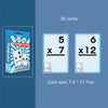 A set of 36 multiplication flash cards showing various multiplication problems like 5x7 and 6x12.