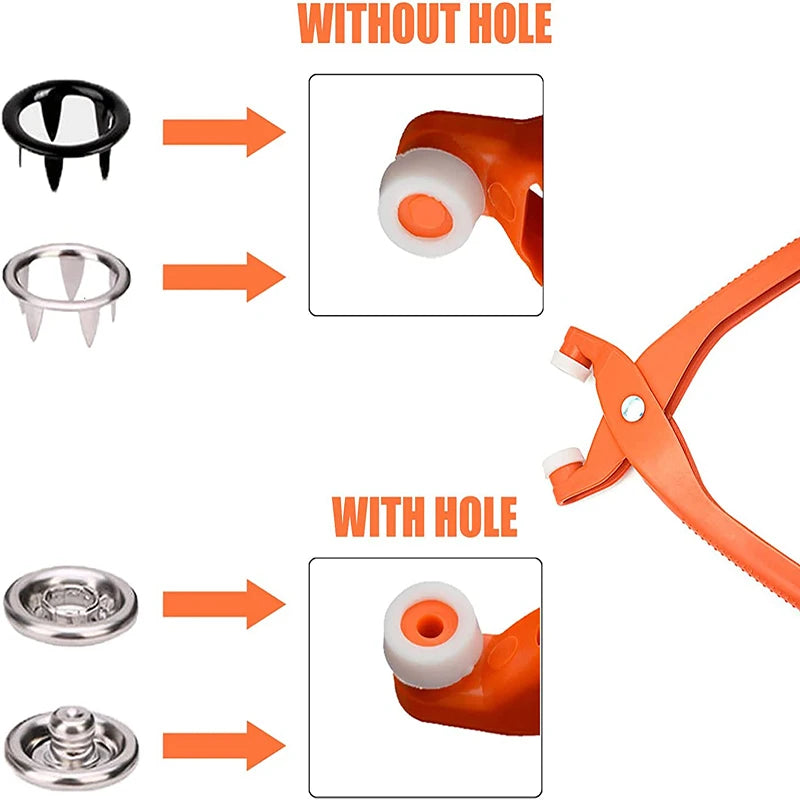 Metal Snap Fastener Kit with Hand Press Pliers & Storage Box