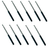 A set of five stainless steel telescopic teacher pointers with black grips.