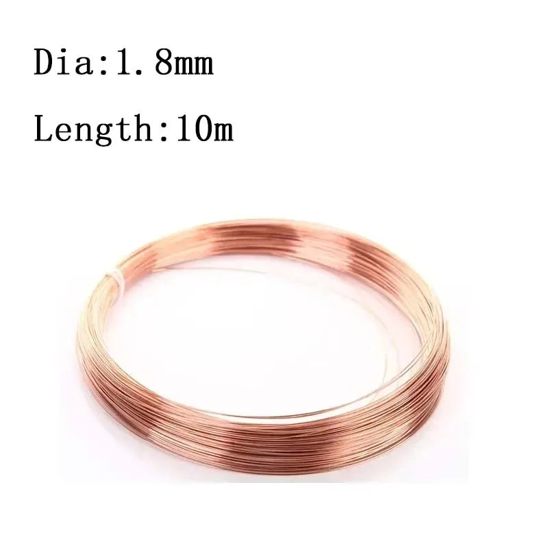 A coil of rose gold-colored enameled copper wire, 1.8mm in diameter and 10 meters in length.