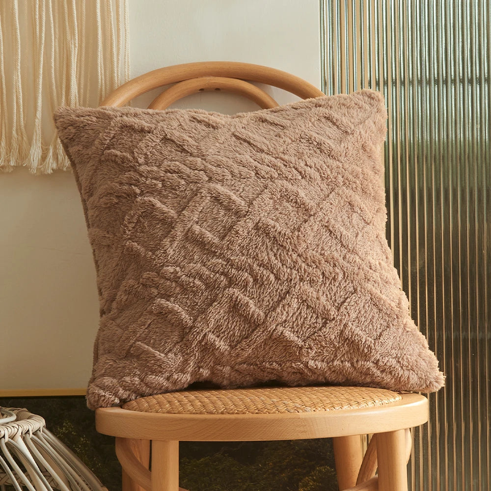 Geometric Plush Cushion Cover for Sofa & Bed