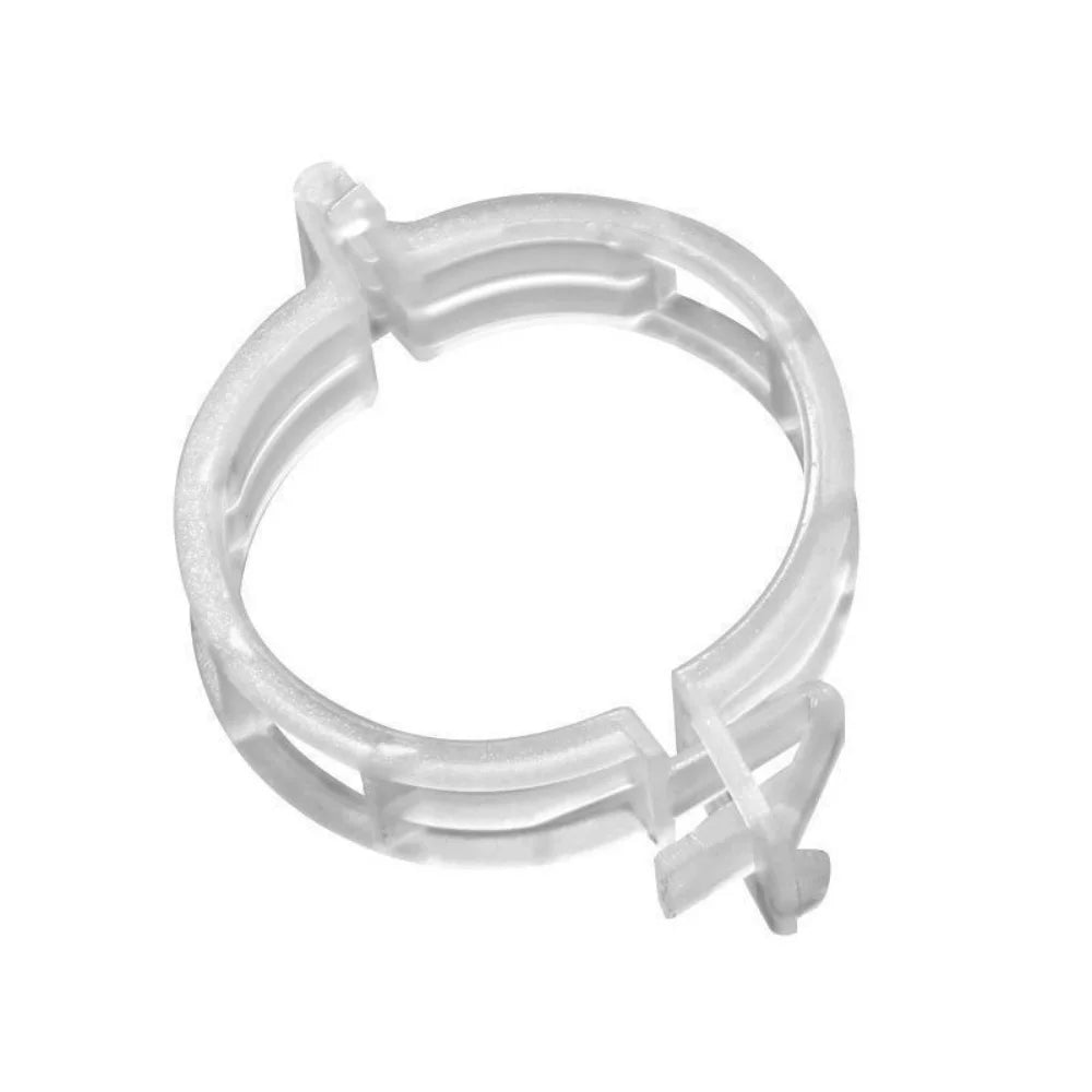 Clear plastic reusable plant clips used for garden support and vine fixing