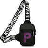 Black canvas chest bag with a wide strap featuring the text KUCHEN&BAG.1980