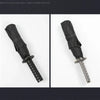 A black Demon Slayer katana umbrella with a textured handle and a silver-colored blade is shown against a white background.