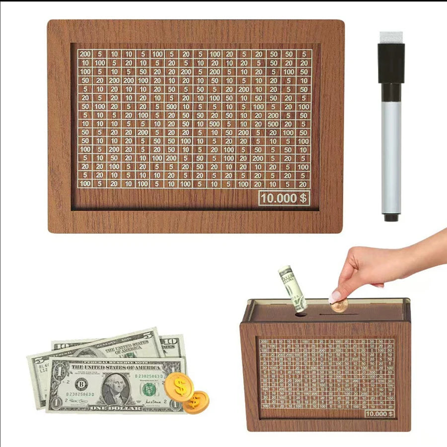 Wooden Savings Challenge Money Box